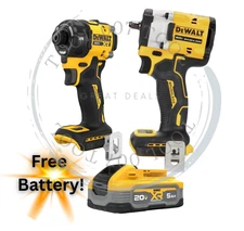 DEWALT Hydraulic Impact Driver & Atomic 3/8 Impact Wrench 20 V  W/ Free Battery