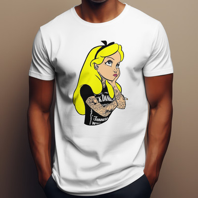 ALICE IM WUNDERLAND TATTED T-Shirt | Disney Animated Film Tee | Jack Daniels Top