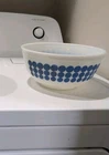 pyrex Bowl White Blue Polka Dot Pattern Pressed Glass Glossy Round Adult