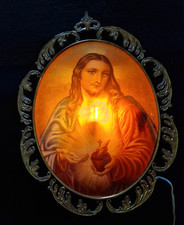 Sacro Cuore di Gesù Antico Capezzale Arte Sacra Quadro Batoni con Cornice Dorata