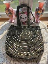 Vintage Unbranded Drawstring Beaded Multi-Colored Shoulder Bag