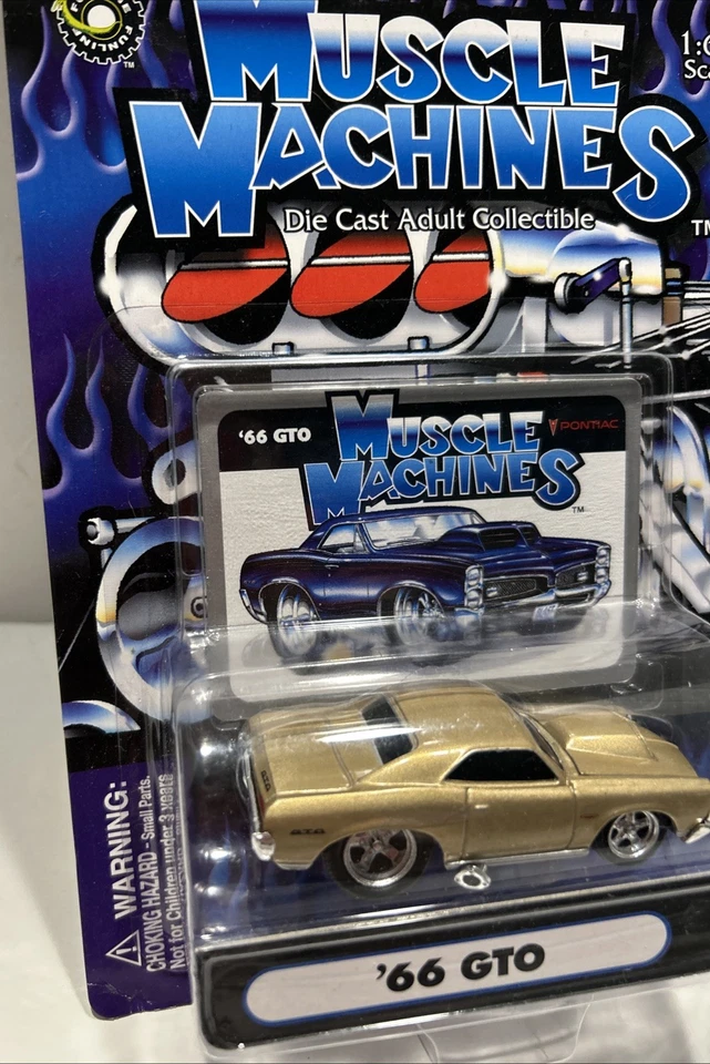 * 1:64 DieCast New Muscle Machines Gold Pontiac '66 GTO' #01-42 Rare **Sealed** - Image 4 of 4