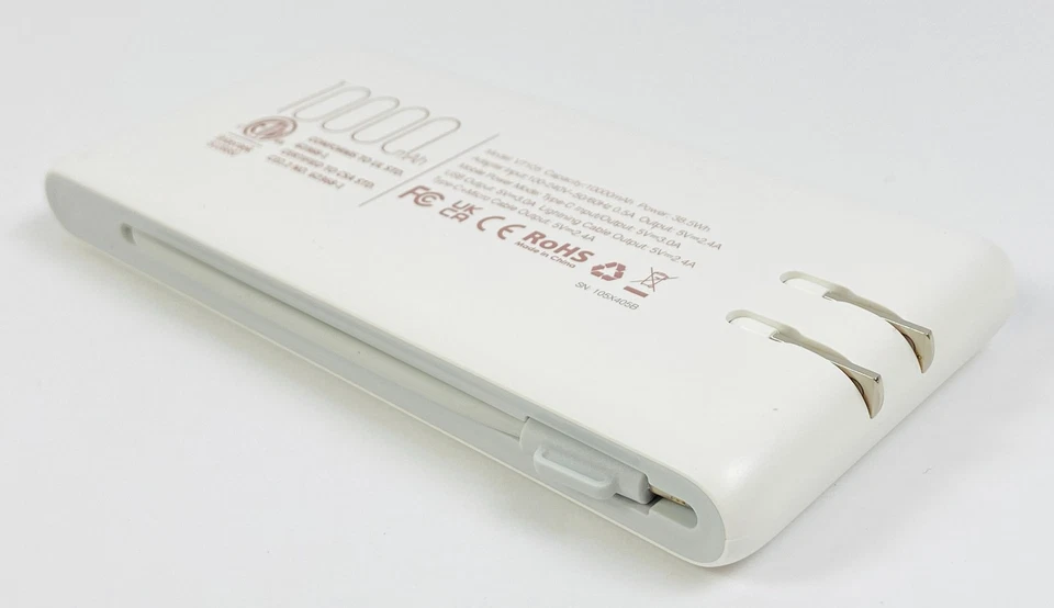 Veektomx VT105 移动电源 10000mAh 白色 LED 显示屏 C 型微型 USB iPhone — 第 4/4 张图片
