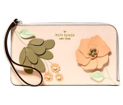 New Kate Spade Lucy Floral Wristlet Fresh Peach Multi
