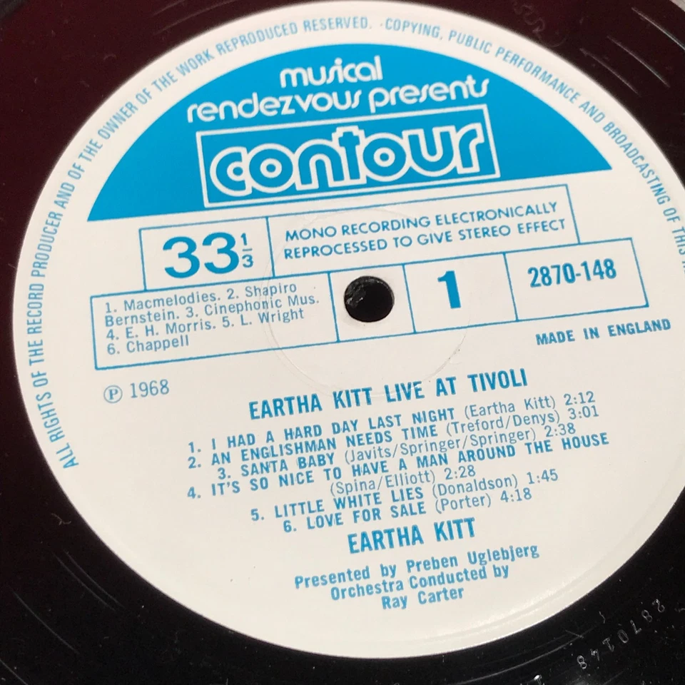 EARTHA KITT Live At Tivoli 1971 UK vinyl LP record in concert Contour - Image 3 of 4