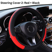 Car Leather Steering Wheel Cover Good Grip Car Accessories For 1537-38cm Black