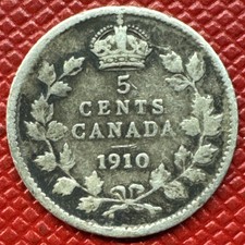 Canada 1910 SILVER 5 Cents. Edward VII. Bent. KM# 13