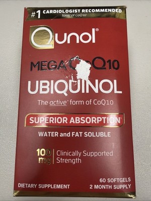 Qunol Mega Ubiquinol CoQ10 Vitamins 100mg - 60 Softgels /  exp 08/2028