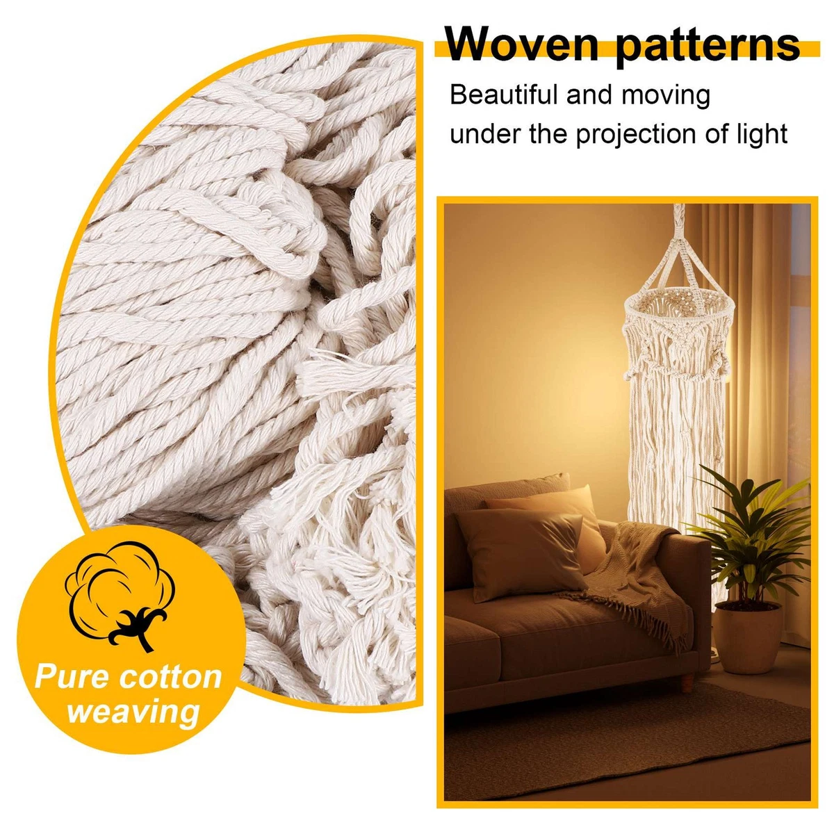 Chandelier Boho Decor Hand-Woven Charm Macrame Wall Hanging Home Bunk Home3668