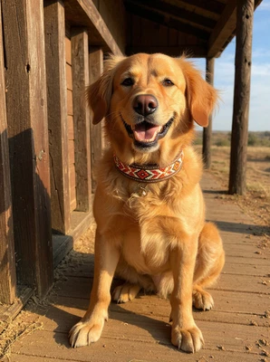 EPIC ANIMAL Epic Padded Leather Dog Collar with Beaded Design Q