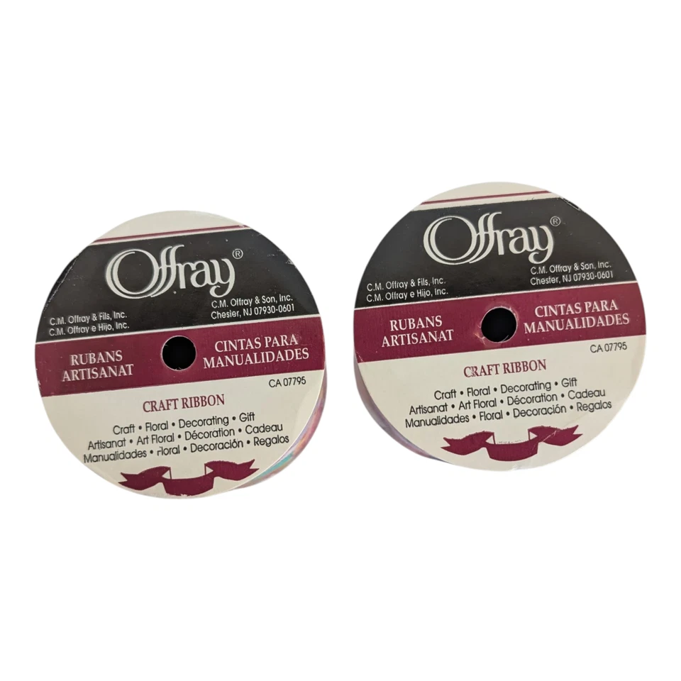 Lot of 2 Offray Rubans Artisanat Craft Ribbon 2 5/8" Fabric Roll 3 Yards Each - Image 2 of 4