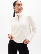 Athleta Seasoft Quarter Zip Sweatshirt, Magnolia White SIZE S 882393 Z1212H