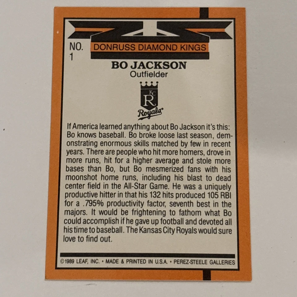RARE 1990 Donruss BO JACKSON Diamond Kings #1 Multiple Error Lip and Nose 💎 - Image 2 of 4