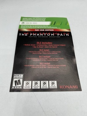 Metal Gear Solid V: The Phantom Pain Day One Edition Xbox 360 DLC Add On Unused