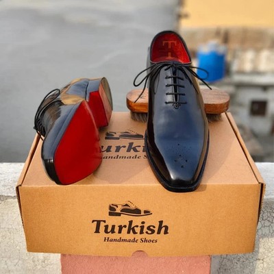 Turkish Red Bottom Black Oxfords | Handmade Leather Dress Shoes, Brogue men Shoe