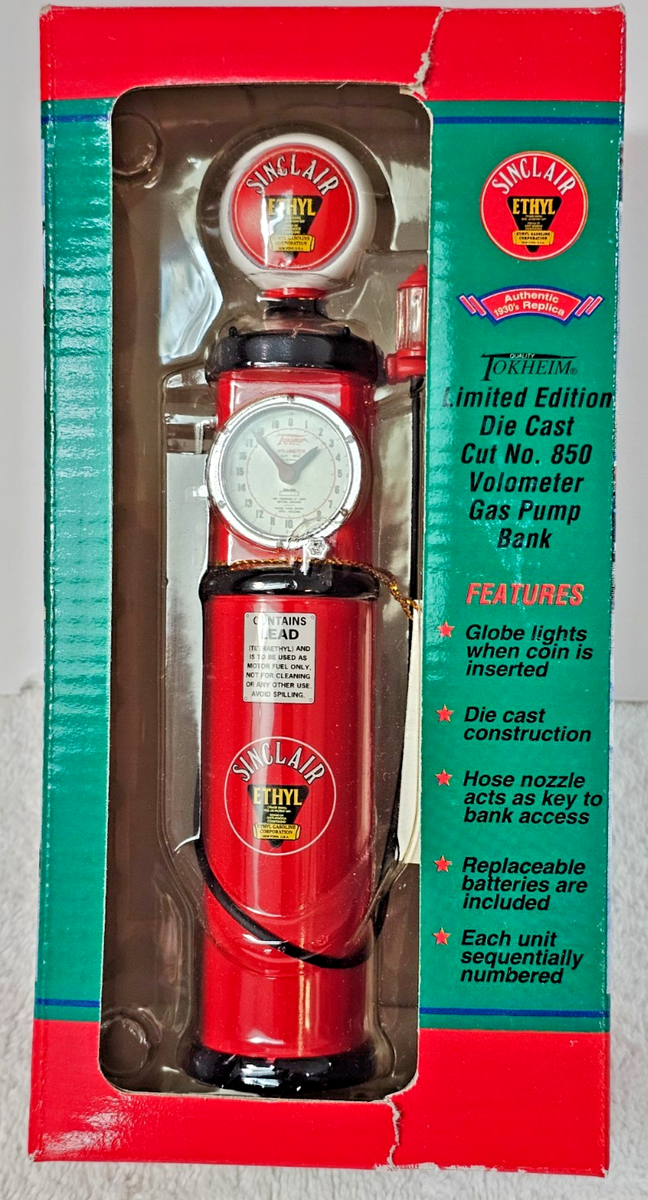 Sinclair ETHYL Tokheim 850 Gas Pump Die-Cast Coin Bank LIGHT-UP