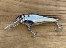 Vintage Bagley's Bass'N Shad Crankbait Silver Balsa Fishing Lure