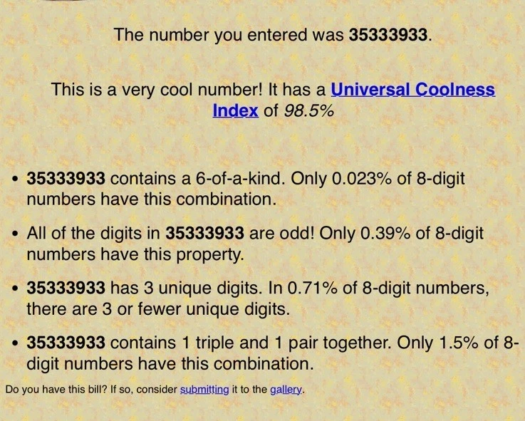 2021   $1 Dollar Bill 💵 #35333933( 6 of a Kind) All Odd Numbers - Image 4 of 4