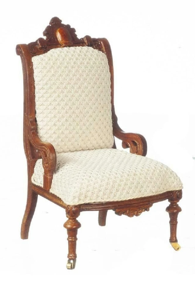 Dolls House Walnut Restoration Gents Chair JBM Miniature Living Room Furniture - Image 1 of 1