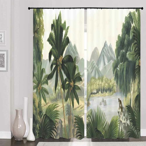 Strong Coconut Trees 3D Blockout Photo Print Curtain Fabric Curtains Window - Imagen 4 de 10