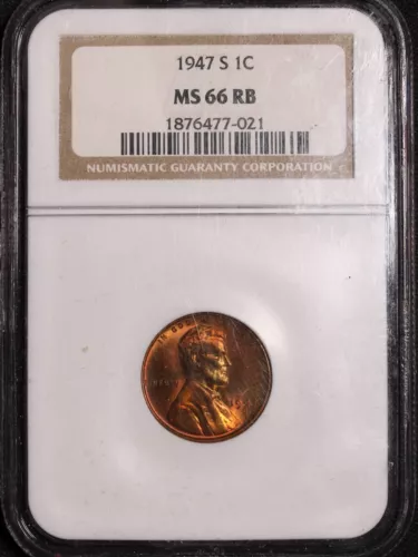 1947 S NGC MS66RB Lincoln Wheat Cent item#P19898