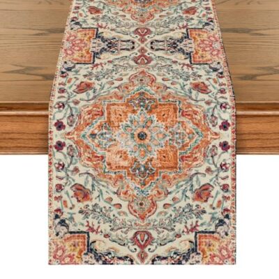  Boho Bohemia Style Orange Table Runner, 13'' x 72'', Table Runner Boho Orange