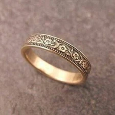 Fabulous Flower Filigree Design In Pure 10K Yellow Gold Women's Band