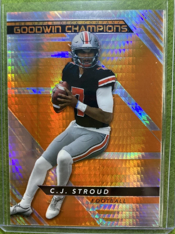 CJ Stroud ORANGE PRIZM #/499 ROOKIE CARD Jersey #7 OSU 2022 Upper Deck RC TEXANS - Image 3 of 4