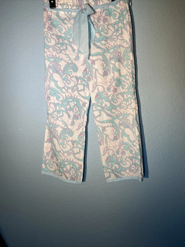 Pantalones de pijama Jodie Lounging púrpura azul estampado floral pierna recta talla pequeña Foto 3 de 4