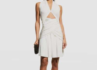 $295 Misha Women's Ivory Callie Sleeveless Mini Halter Dress Size AU 8/ US 4