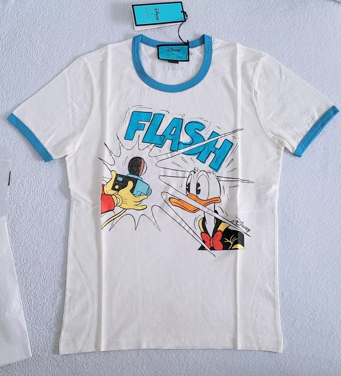 New Authentic GUCCI×DISNEY Edition Flash Donald duck print T-shirt white Sz  XS