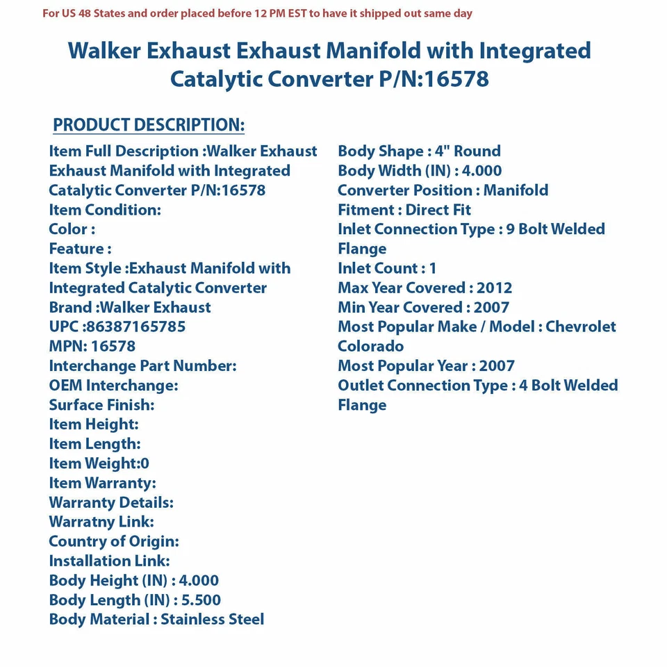 Colector de escape Walker con convertidor catalítico integrado 16578 Foto 4 de 4