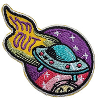 Listing image for Alien UFO I'm Out Space Quality Iron On Patch X Files Invasion Flying Saucer