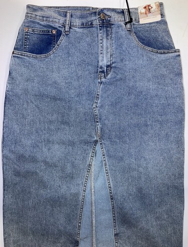 Sincerely Jules 11/29 Women’s Denim Long Skirt Maxi Mid Blue Jean Split NWT - Picture 15 of 24