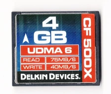(DENTED) Delkin Devices 4GB UDMA 6 500x CF Compact Flash Camera Memory Card