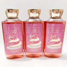 3-Pack Bath  Body Works SWEET PETAL POUND CAKE Shower Gel 10oz NEW ALOE