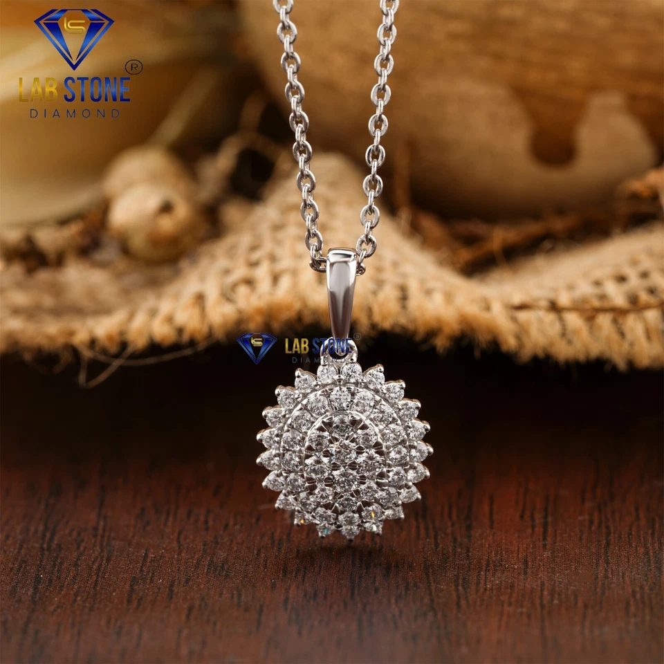 0.871 TDW Round Cut Diamond White Gold Pendant & Earring Set EF color VS Clarity - Image 3 of 4