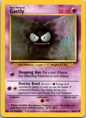 Pokemon MP Gastly 50/102 Common Unlimited Base Set Free Shipping!