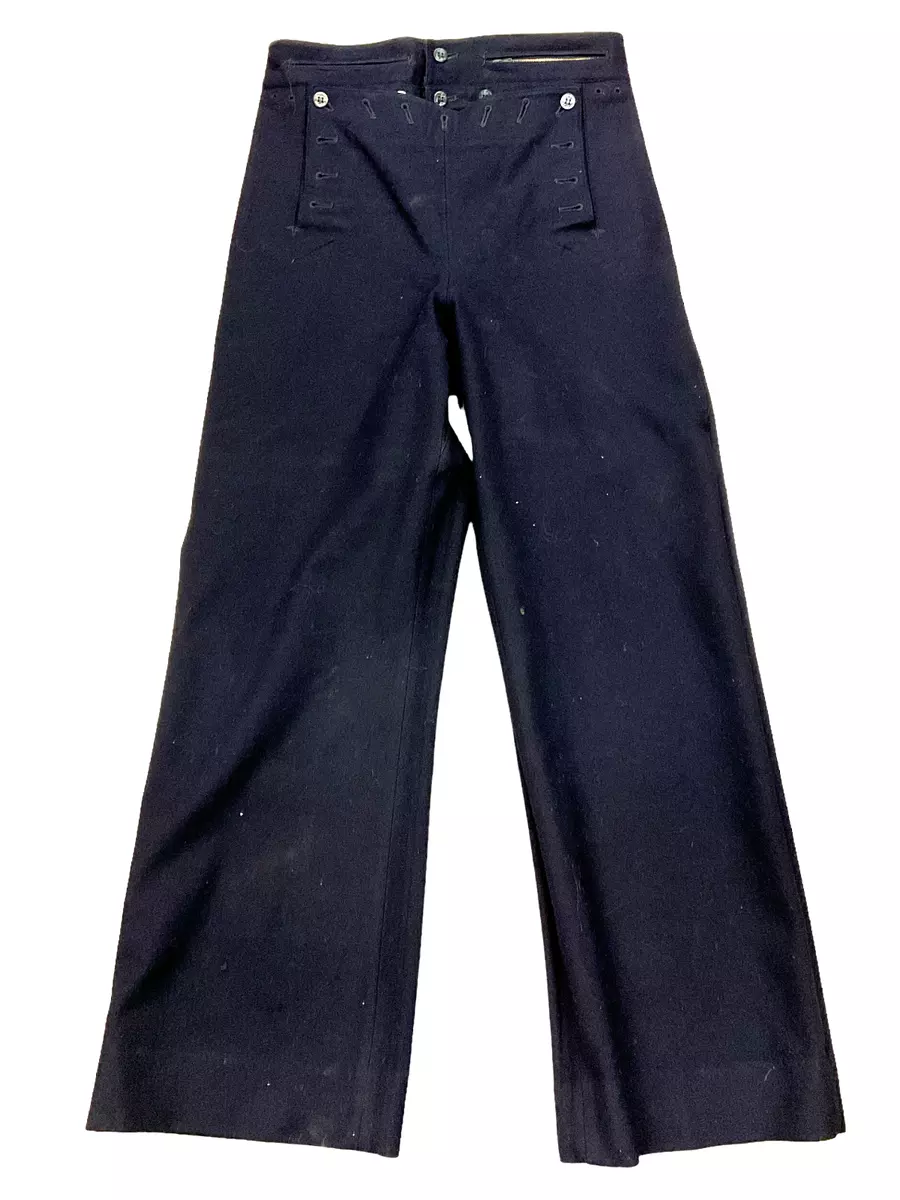 30S-40S VTG SIR by Botany Mens Blue Gab Button Fly Slacks Pants