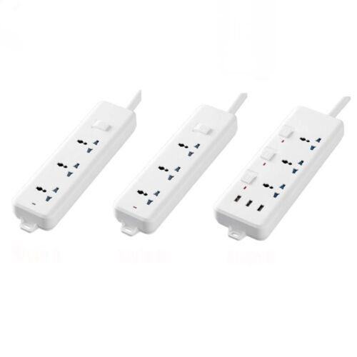 UK EU US Outlet Power Strip 2m Extension Cord Smart Home Universal Plug  Office - Picture 1 of 21