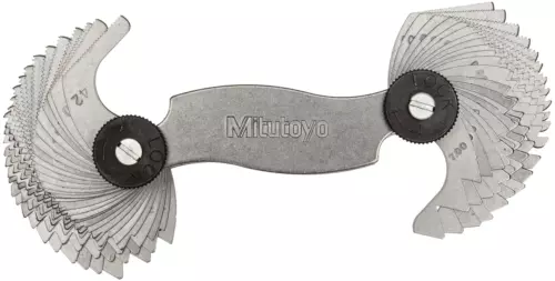 188-151, Screw Pitch Gage, 4 - 42 TPI and 0.4 - 7Mm, 51 Leaves, Inch/Metric Blac