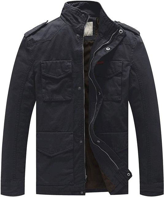 wenven men's casual cotton military jacket