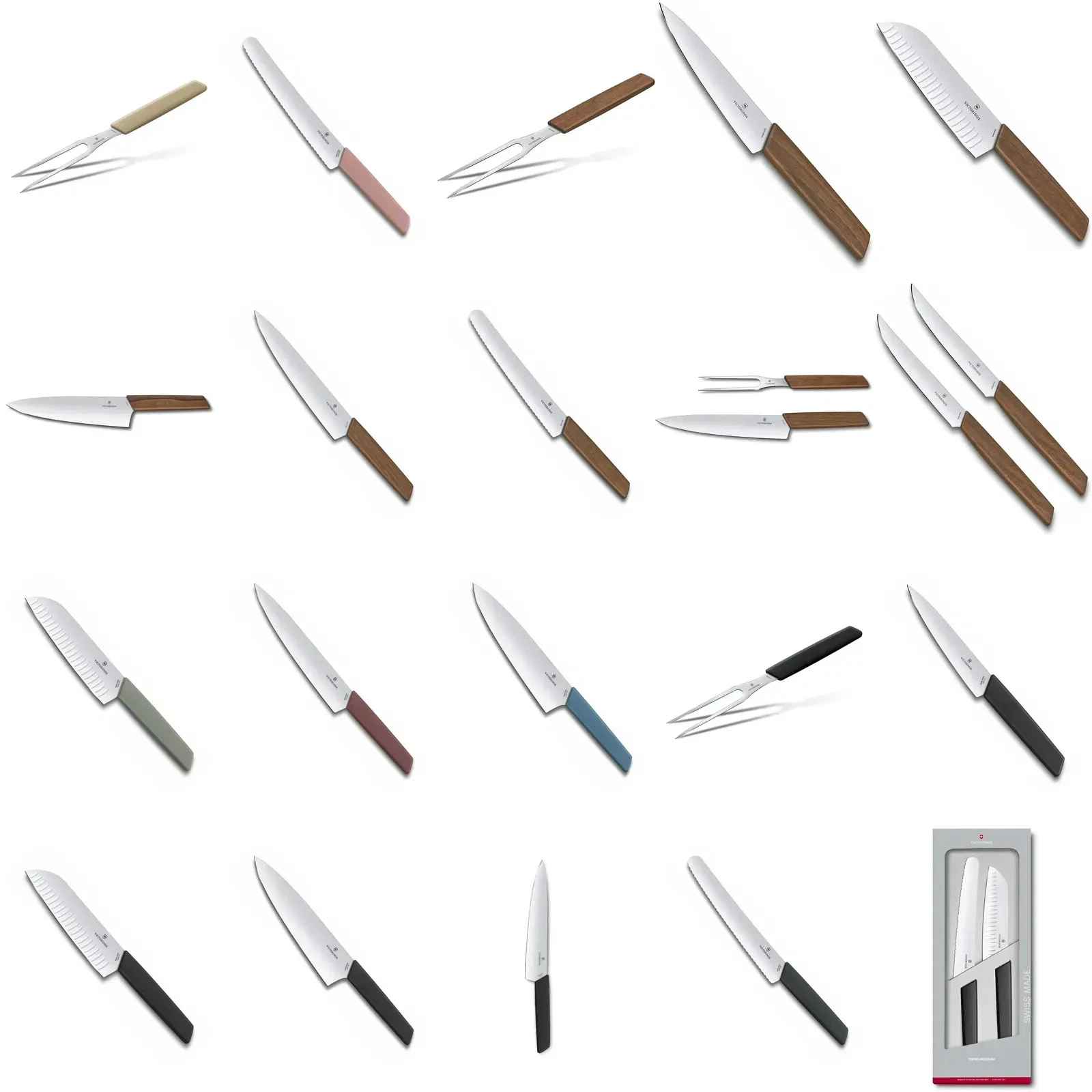 VICTORINOX Swiss Modern Knife Set Chef, Santoku, Bread, Carving Fork Japan