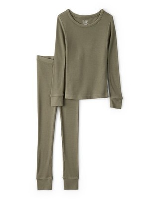 Boy PurelySoft Long-Sleeve 2-Piece Pajamas, Green Solid, 2T