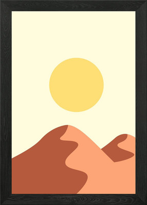 Große gelbe Sonne Berg gerahmtes Wandbild Poster Leinwanddruck Bild