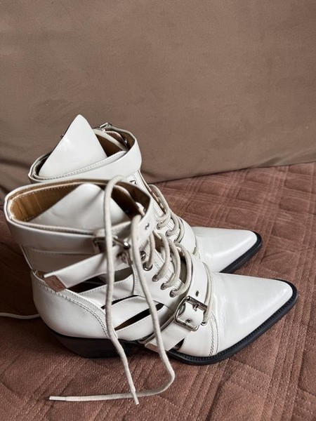 Women Chloé Boots White Leather 40.5