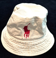 Polo Ralph Lauren Pink Pony White Bucket Hat Girls Youth OS Embroidered