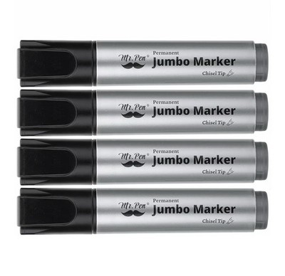 Mr. Pen Permanent Jumbo Marker Chisel Tip 4 Pack Waterproof Quick Dry Non-Toxic