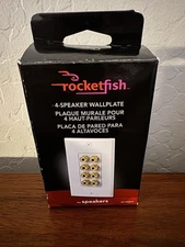 rocketfish 4 Speaker Wall Plate  For 12-16 AWG Speaker Wire, 8 Gold Plated