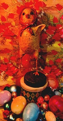 Vintage Primitive Lori Mitchell Folk Art Figure  Bitsy Biddie   Chick Figurine 